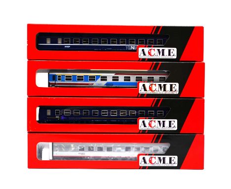 ACME HO gauge model railway passenger coaches, five including ref 50577 Tipo M 1964; 52802 Slovenske Zeleznice SZ Tipo Y; SNC