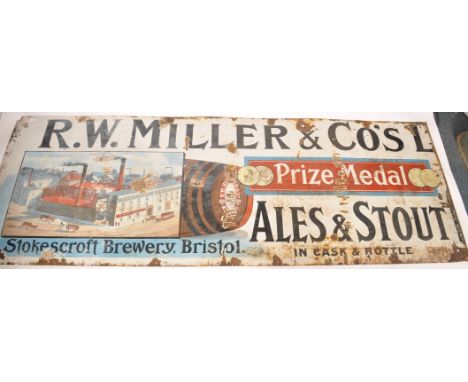 An exceptionally rare late 19th century enamel advertising sign for Bristol Brewers RW Miller &amp; Co Ltd - Stokes Croft Bre