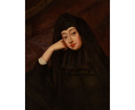 Manner of Sir Peter Lely/Portrait of Rachel, Lady Russell/half-length, wearing black/oil on panel, 30cm x 34cm CONDITION REPO