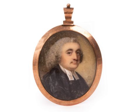 Attributed to Samuel Cotes/Portrait Miniature of a Gentleman/possibly Reverend D Little/bust length/signed with initials and 