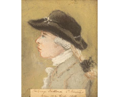 English School, mid 18th Century/Portrait Miniature of Sir George Strickland, 5th BART/bust length, wearing a grey coat and b