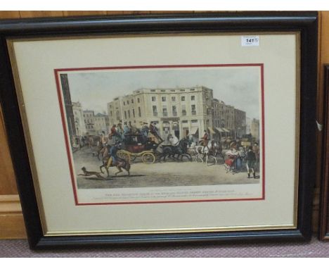 Eric Day print, Battle of Britain memorial Flight over Lincoln Cathedral plus a coloured engraving, The Age, Brighton Coach a