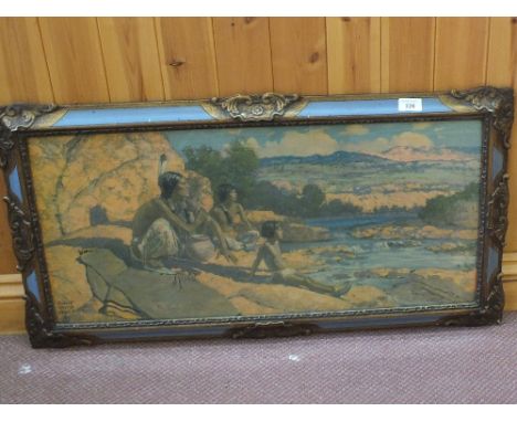 Robert Lesley Amick, print, Where the Sun Goes, original, 20/30's frame, 14" x 30"
