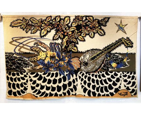 JEAN LURCAT TAPESTRY BY COROT, 194cm x 120cm, circa 1950's, 'Fanfare', edition number 283, signed to reverse.
