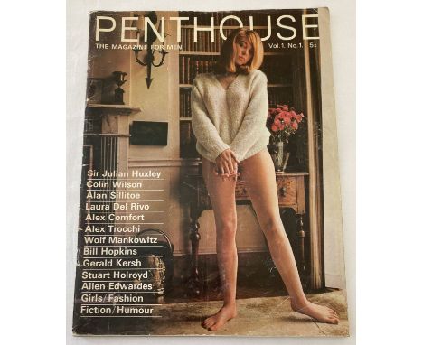 1965 First Issue of Penthouse; The Magazine for Men, Volume 1 No. 1. Some light scuffing to front and back covers. Centre pag