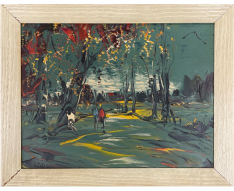 A George R Deakins framed palette knife oil on board, frame size 58 x 46cm.