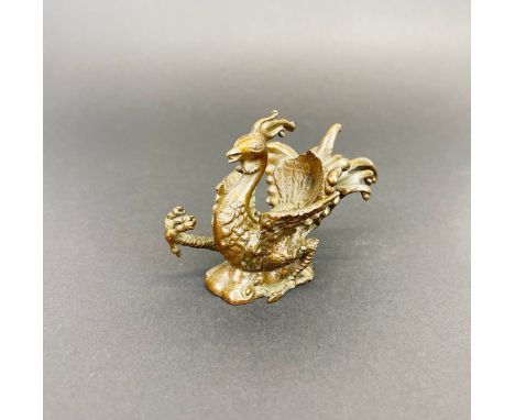A Chinese bronze figure of a phoenix, L. 9cm, H. 6cm.