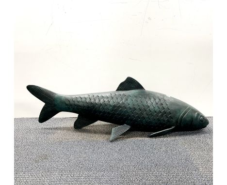 A very large bronze model of a koi carp, L . 103cm.