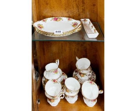 A quantity of Royal Albert Old country roses tea china, eight settings first quality.