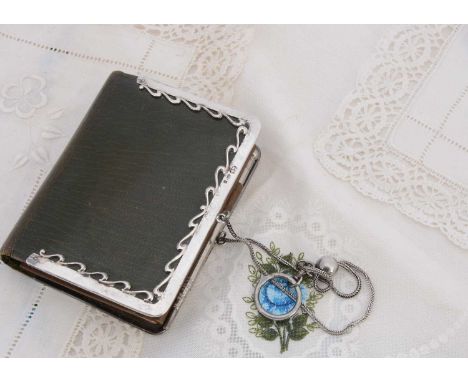 A Victorian silver mounted green leather rectangular purse, having typed inventory details of The Electrical of General Engin