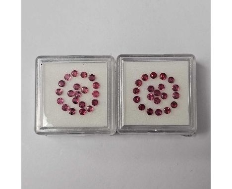 Two certificated Songea  Sapphire gem boxes, comprising forty round, step cut Songea  Sapphires, total weight 3.40cts (2) wit