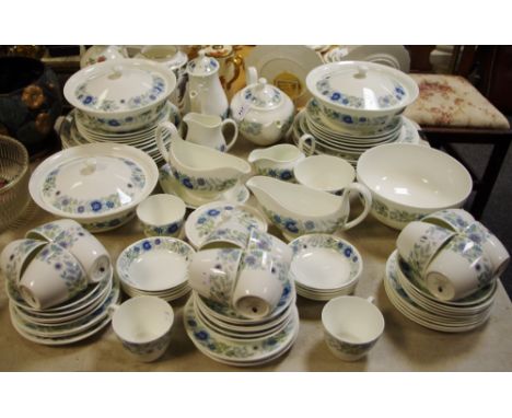 A Wedgwood Clementine pattern dinner, tea and coffee service, comprising teapot, cups, saucers, side plates, milk jug and sug