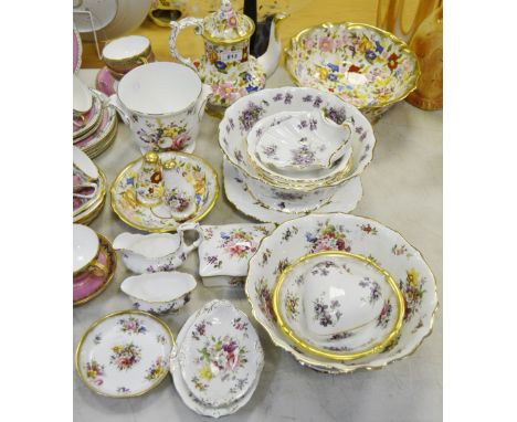 Ceramics - a Hammersley Lady Patricia pattern coffee pot, footed bowl, tray, etc; a Hammersley Victorian Violets pattern hear