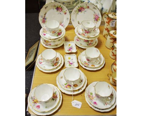 A Royal Crown Derby Posies pattern part tea set, comprising nine cups, saucers and side plates; a pair of salad plates, simil