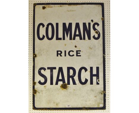 Interior Design - Salvage - an early 20th century advertisement enamel sign Colman's Rice Starch  