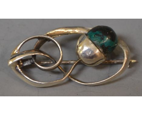 A Charles Horner Art Nouveau silver acorn brooch