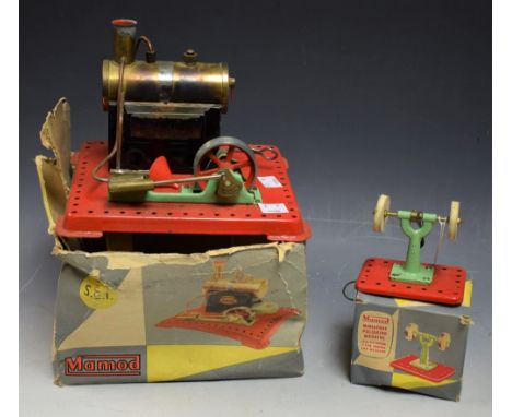 A Mamod station steam engine, S.E.I boxed; a miniature polishing machine, boxed (2)