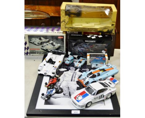 An Auto Art Gulf Porsche 917 from the Steve Mcqueen Collection, boxed; a Kyosho BMW V12 LMR, boxed; a Carousel 1 Brumos Racin