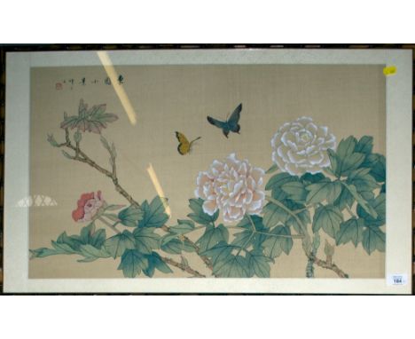 Gwen Woodhouse Siamese cats Limited edition print, 305/850 signed in pencil, 30cm x 37cm And a Chinese print of butterflies a