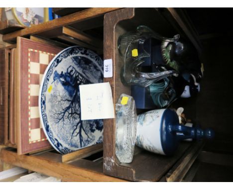 A Poole pottery figure of a trout, another of a dolphin, various other animal figures, Dartington crystal paperweights, Blauw