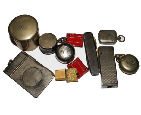 A bag of collectables, to include pocket compass, two miniature silver frames, pen knife,etc 