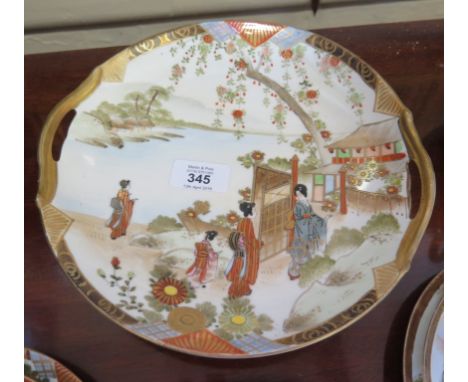 A Noritake part tea service, for twelve place settings, decorated with figures outside buildings