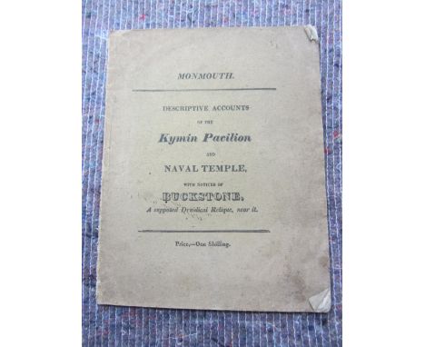 [HEATH, Charles]  Descriptive Accounts of the Kymin Pavilion and Naval Temple.  First Edition. (50)pp.; printed wrappers. (ca