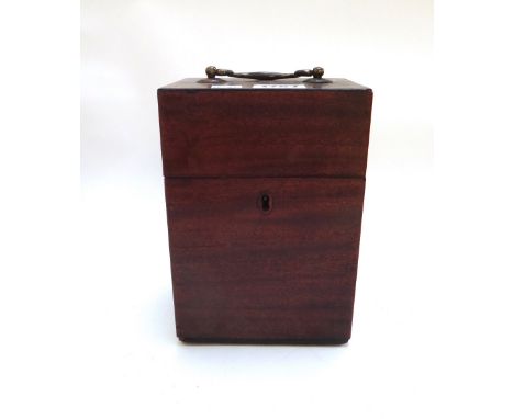 A small early 19th century decanter box with four section interior, 13cm wide, together with a George III elm wall mounted ca