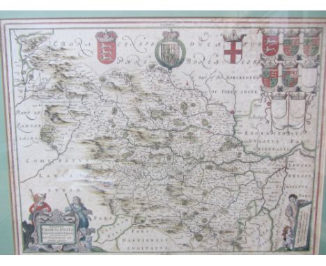 J. BLAEU -   Ducatis Eboracensis  . . .  the Westriding of Yorke Shire.  40 x 31cms., hand-coloured, pictorial title &  portr