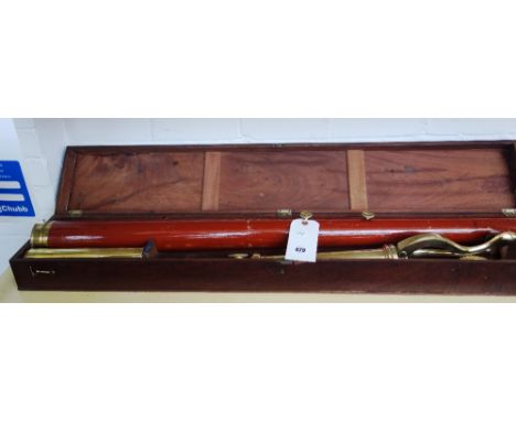 A three inch Dollond brass and mahogany refracting telescope on stand, early 19th century, signed 'Dollond, London', with rac