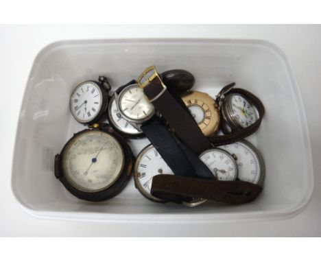 A gentleman's gilt metal cased, keyless wind, half hunting cased pocket watch, a gentleman's silver cased openfaced pocket wa