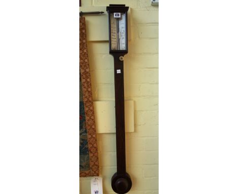 A Georgian rosewood stick barometer by J. W. Cooper Lynn, with plinth top, ivory plate and half block cistern, 95cm high.  16