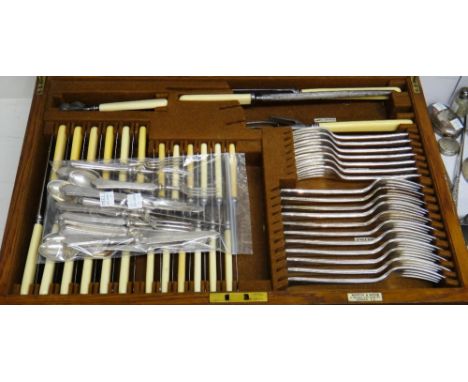 A Mappin & Webb Princes plate canteen of table flatware for twelve place settings, comprising; twelve dessert spoons, six tab