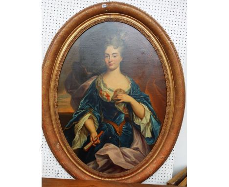 Manner of Nicolas de Largilliere, Portrait of a lady, oil on canvas, oval, 125 x 90cm.  Illustrated