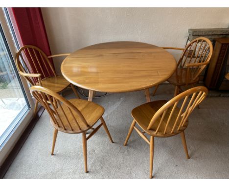 Ercol Drop Leaf Table and Four Winsor Quaker Chairs.