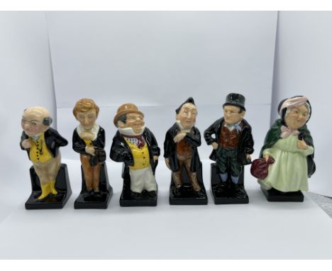 Six First Series Charles Dickens Bone China Figurines by Royal Doulton to include Pickwick, David Copperfield, Captain Cuttle