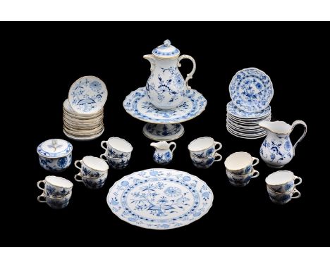 A composite Meissen and Ernst Teichert 'Onion' pattern part coffee service, various dates mostly early 20th century, comprisi