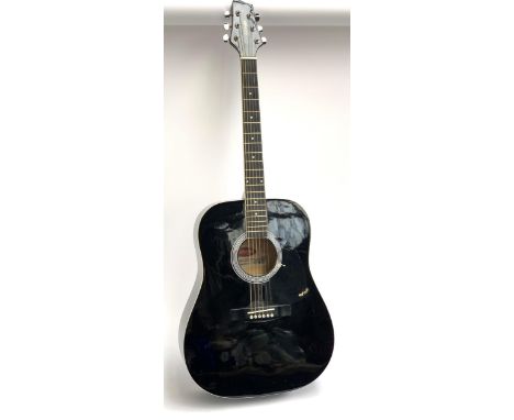 A Stagg acoustic guitar, model sw201 bk, in soft case 