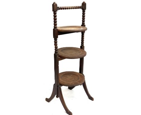 A three tier oak cake stand 