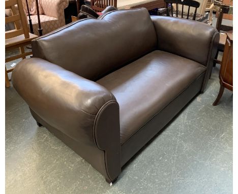 A two seater brown leather sofa, 170cmW 