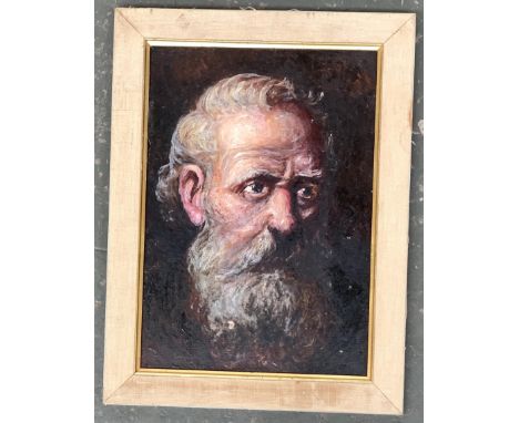 20th century oil on board, portrait of a bearded man, 34x24cm 