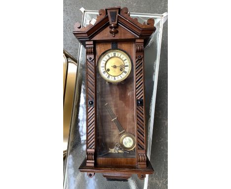 A mahogany cased wall clock, 74cmH 