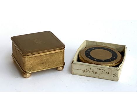 A vintage P &amp; O shipping line c1950 trinket box with the company coat of arms and purple velvet interior together with a 