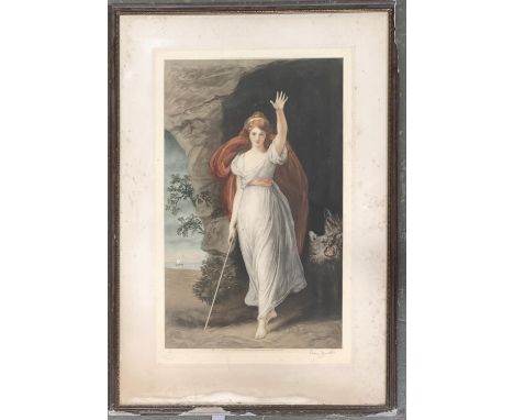 After George Romney RA, 1734-1802, coloured mezzotint by Ellen Jowett (b. 1874), Lady Hamilton as Circe, 56x36 