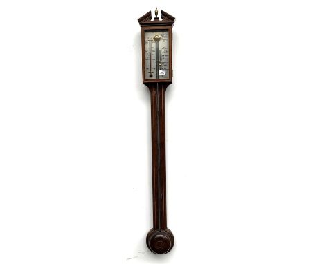 A Comitti, Holborn mahogany cased stick barometer 