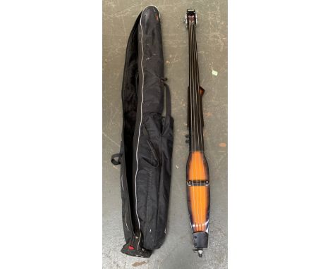 A Stagg electric double bass, in Tobacco Sunburst, with soft case