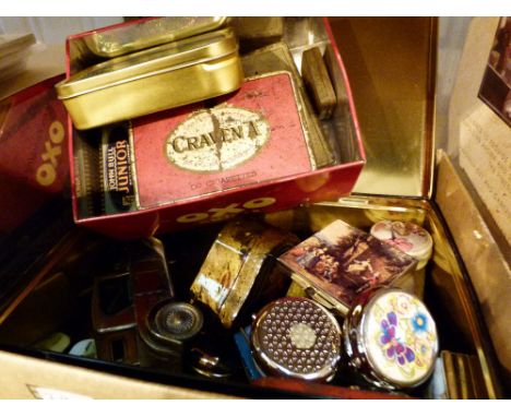 Collection of tins, advertising and decorative plus novelty car lighter