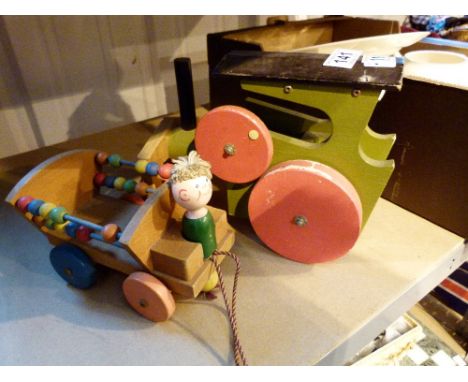 Two vintage wooden pull along toys 