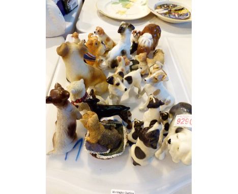 Tray of resin and ceramic dogs 