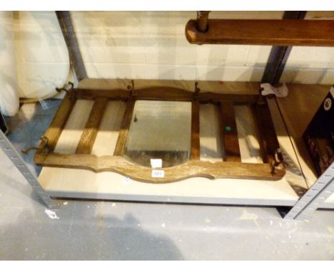 Vintage oak hallway coat rack with morror